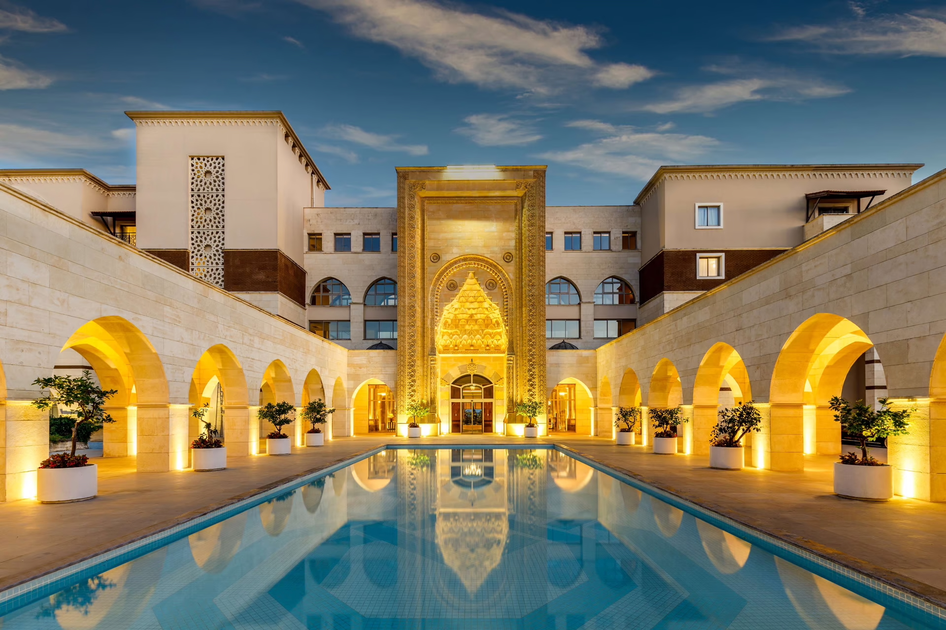 Kempinski The Dome Belek Pool by Night