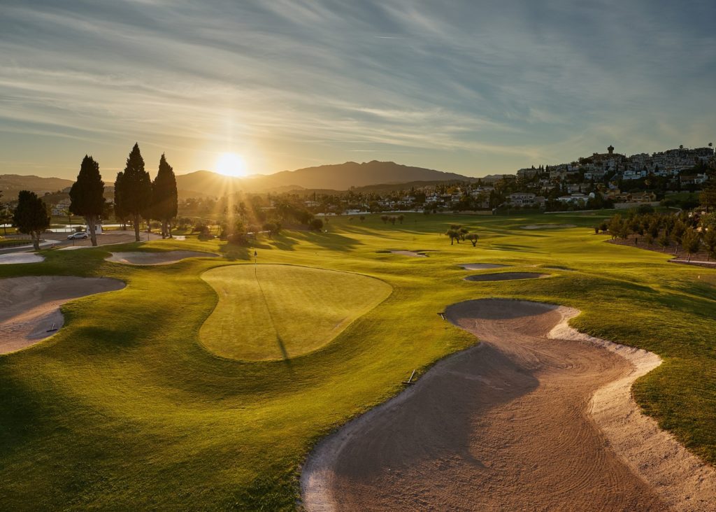 Mijas Golfplatz Andalusien Spanien Sunset