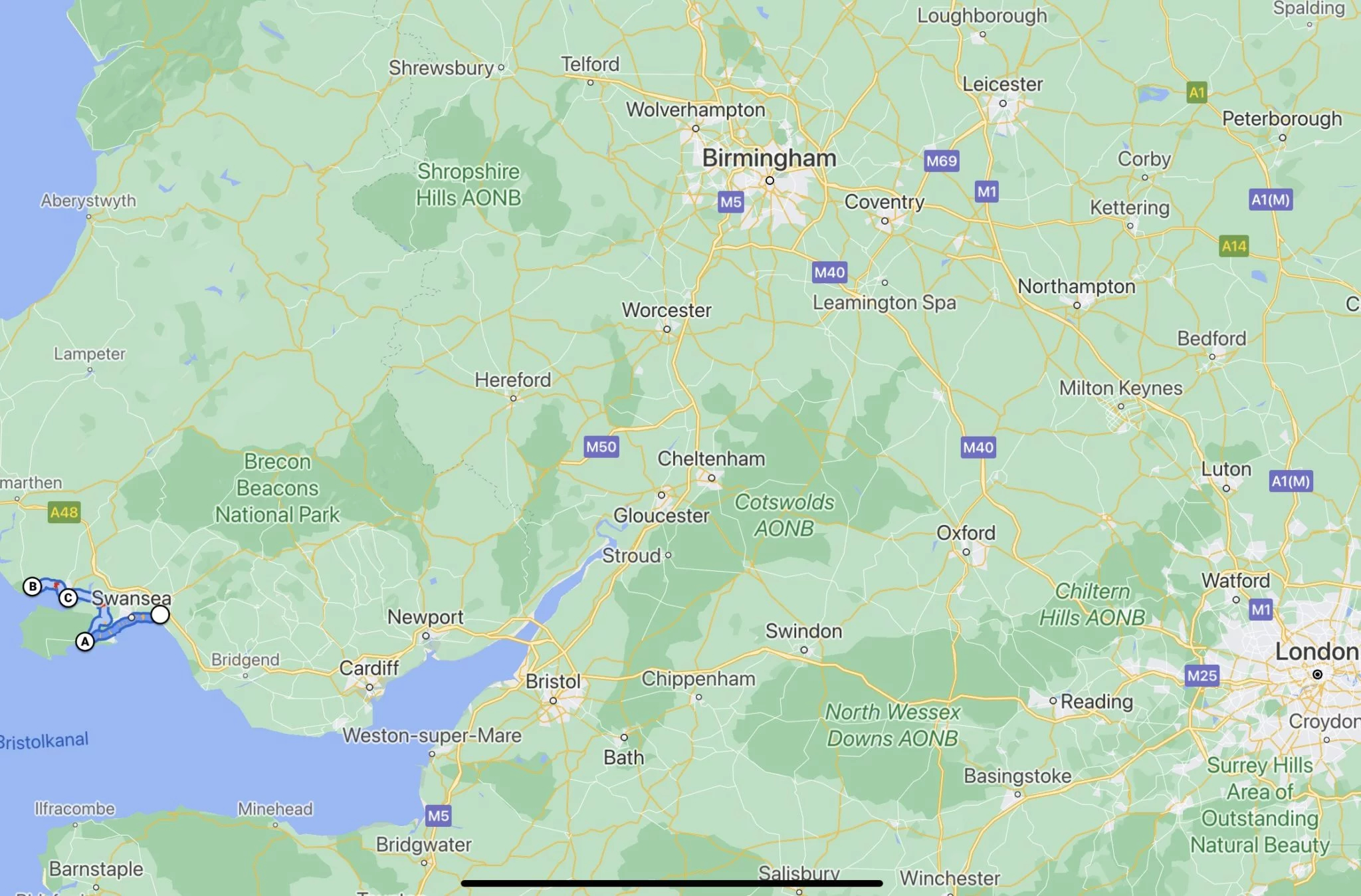 Golfreise Süden Wales Golfferien im Naturparadies Map